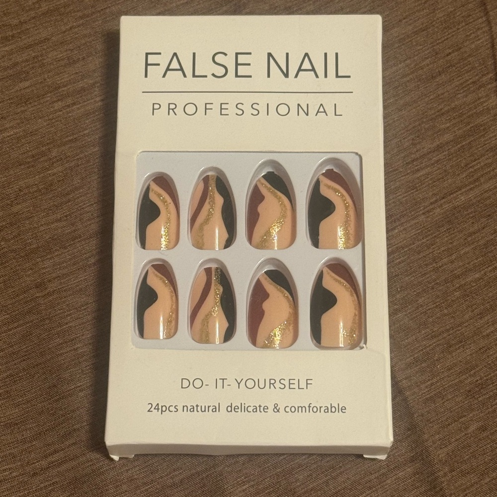 Black and Brown Glitter Press On Nails
